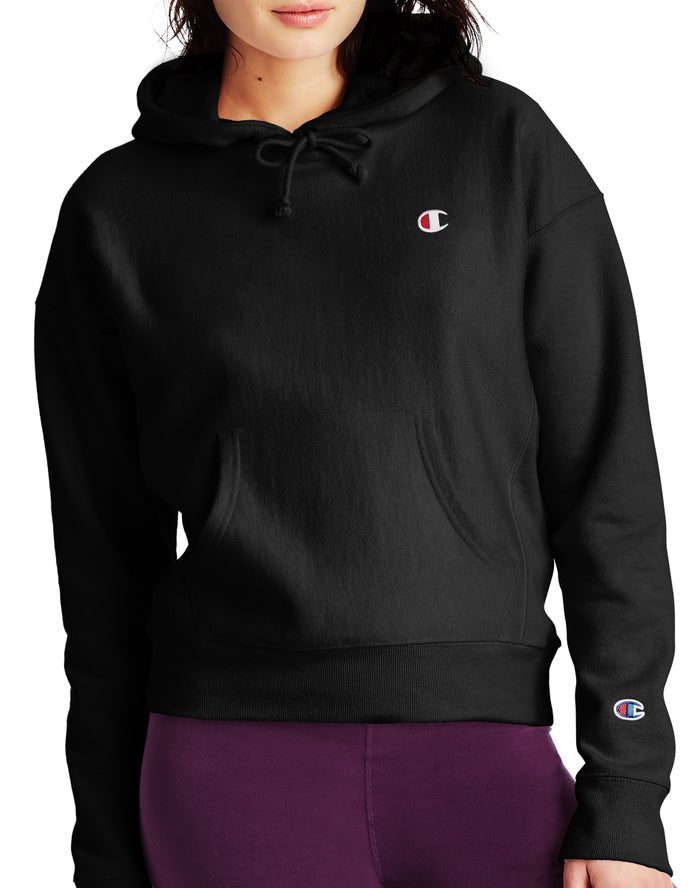 Champion Reverse Weave C Logo Hoodie Dames - Zwart - Belgie 4253LUABF